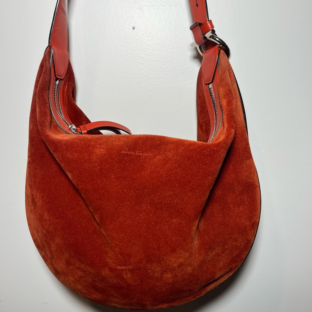 Salvatore Ferragamo Burnt Orange Suede Hobo Bag 🧡